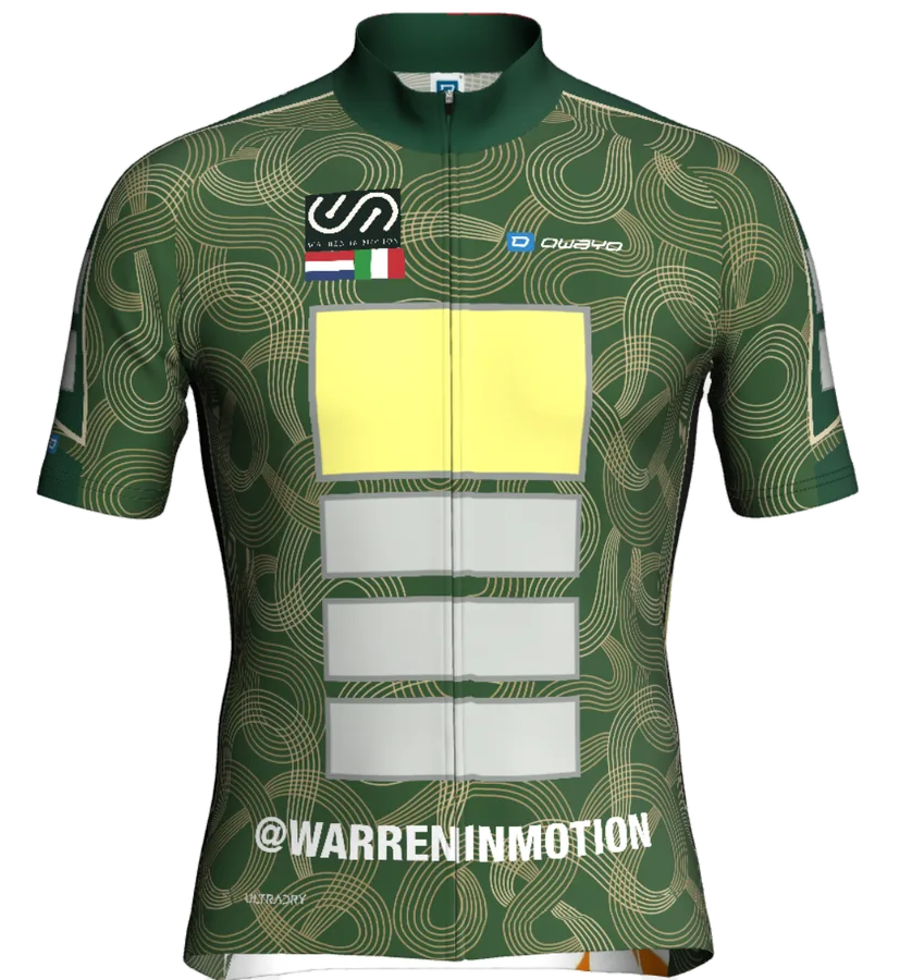 Shirt Warren in Motion, voorkant, met de sponsorplekken